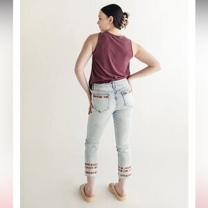 Driftwood Colette Kaleidoscope Embroidered Cropped Jeans